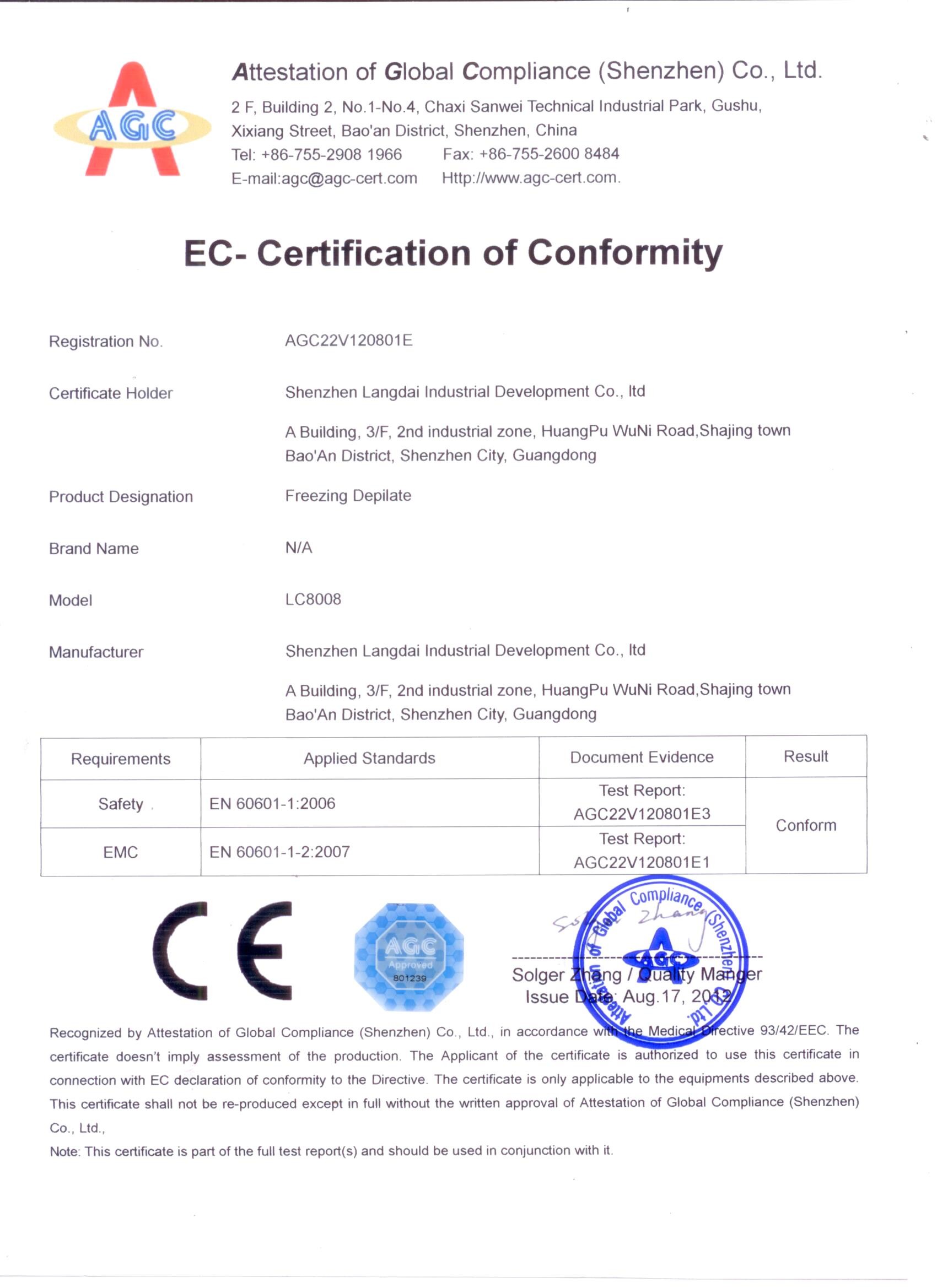 China Shenzhen Langdai Industrial Development Co., Ltd. Certificaciones